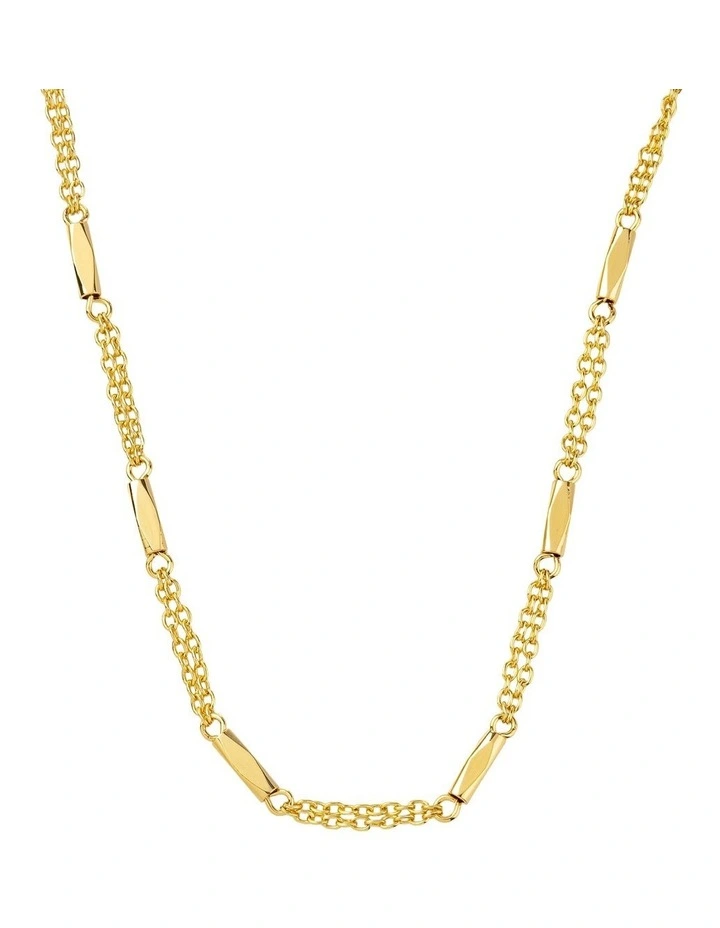 Long Bar And Chain Necklace GJNE007M in Gold image 2