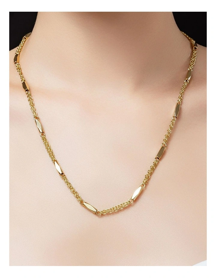 Long Bar And Chain Necklace GJNE007M in Gold image 3