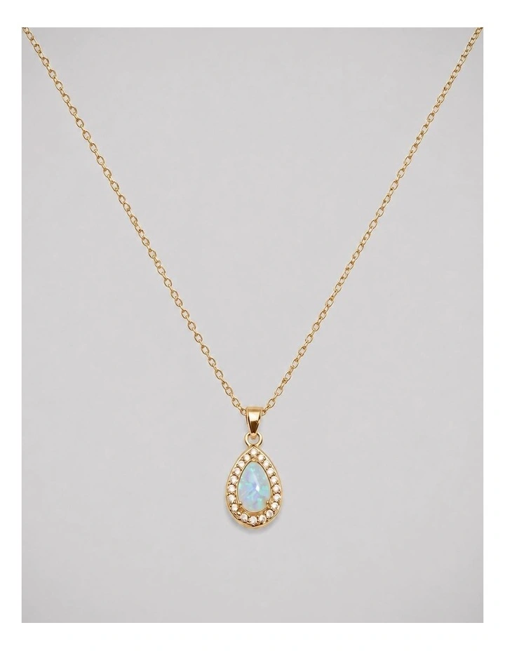 Lab Grown Opal Teardrop Pendant image 1