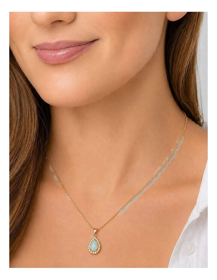 Lab Grown Opal Teardrop Pendant image 3