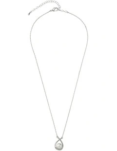Gregory Ladner Cross Over Pearl Fine Chain Necklace GJNF009M in Rhodium
