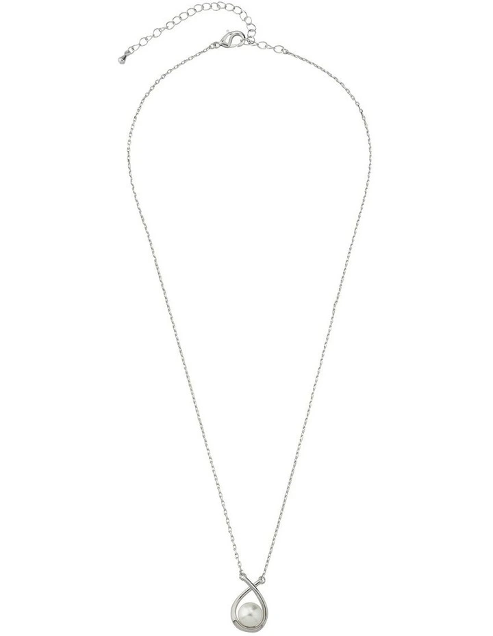 Gregory Ladner Cross Over Pearl Fine Chain Necklace GJNF009M in Rhodium image 1