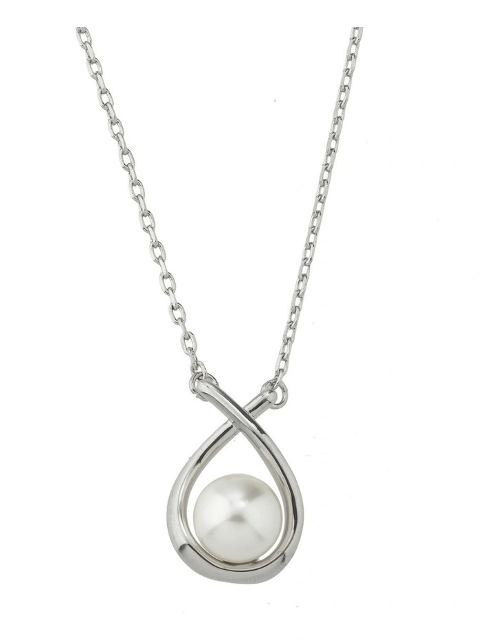 Gregory Ladner Cross Over Pearl Fine Chain Necklace GJNF009M in Rhodium image 2