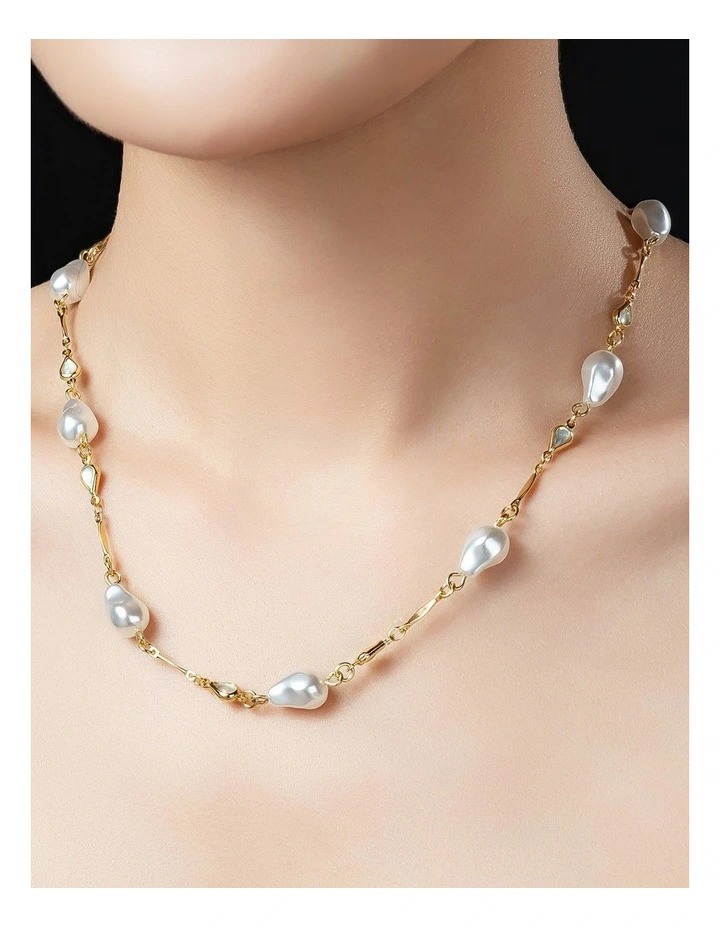 Gregory Ladner Baroque Pearl Chain Necklace GJNF010M in Gold image 3