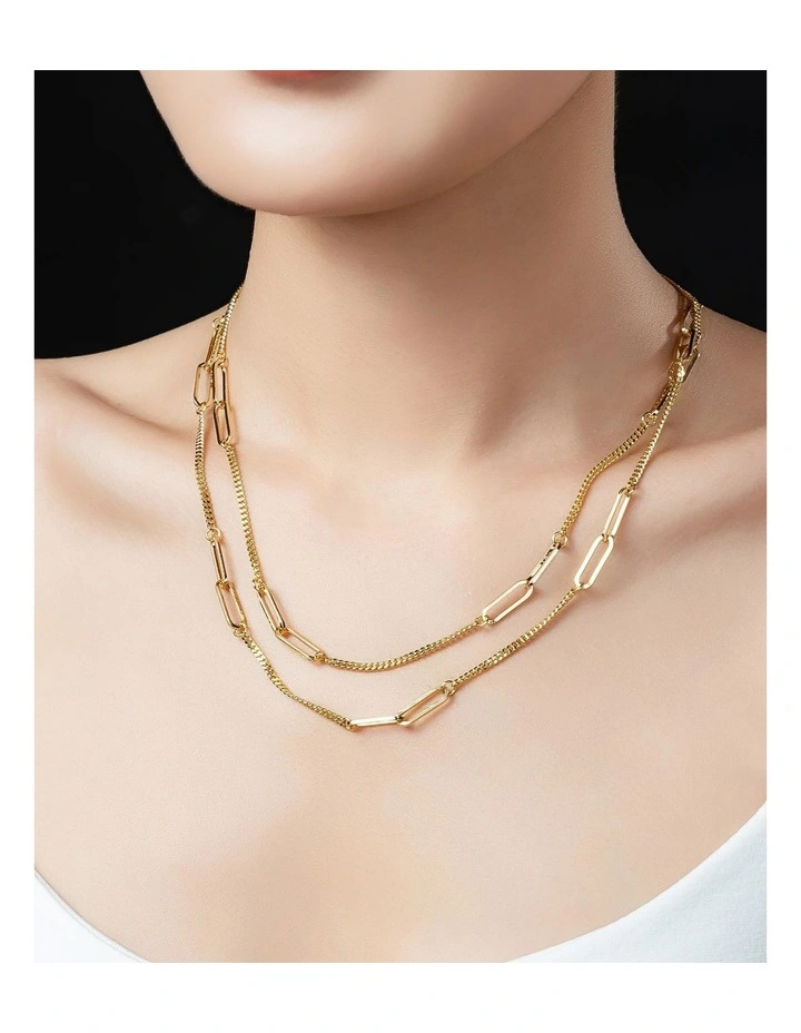 Gregory Ladner Long Link Layered Chain Necklace GJNF011M in Gold image 3