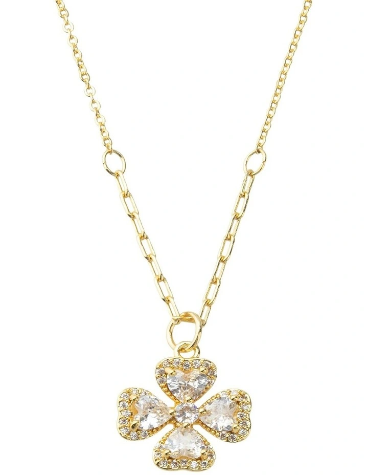 Gregory Ladner Fine Chain CZ Clover Necklace GJNF013M in Gold image 2