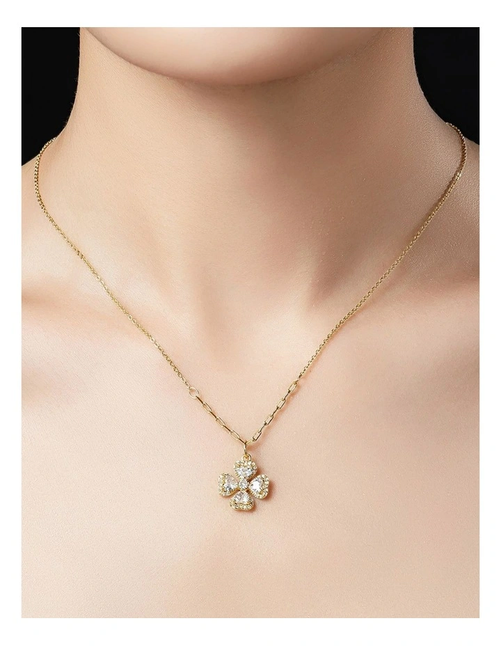 Gregory Ladner Fine Chain CZ Clover Necklace GJNF013M in Gold image 3
