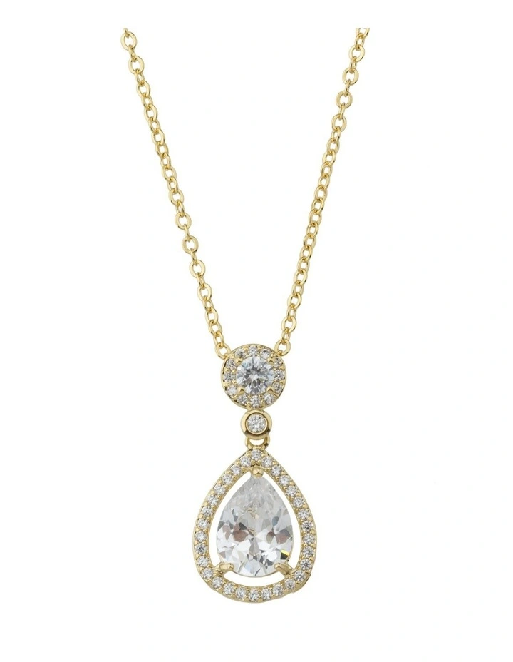 Gregory Ladner Pear CZ Pendant Necklace GJNF015M in Gold image 2