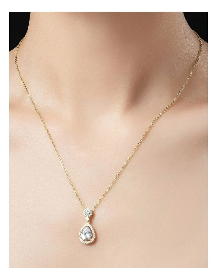 Gregory Ladner Pear CZ Pendant Necklace GJNF015M in Gold image 3