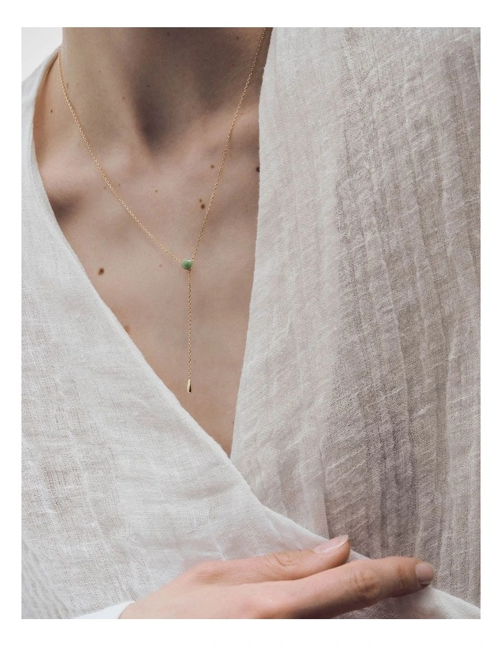 PDPAOLA Green Aventurine Stella Necklace COB1-C77-U Gold image 2