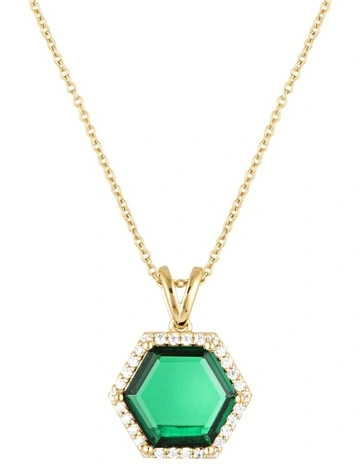 Birmingham Pendant Necklace in Green/Gold