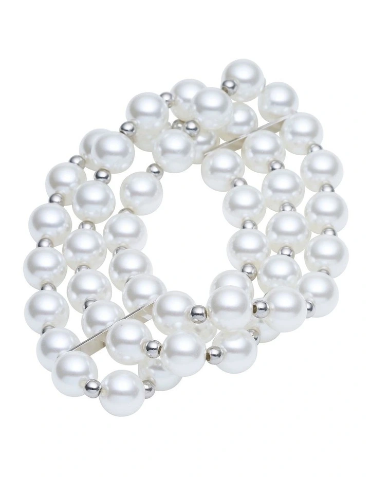 3 Row Pearl Bracelet in Ivory image 1