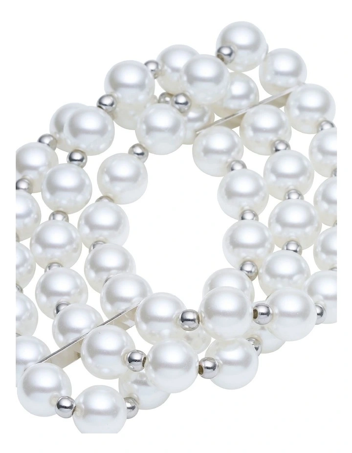 3 Row Pearl Bracelet in Ivory image 3