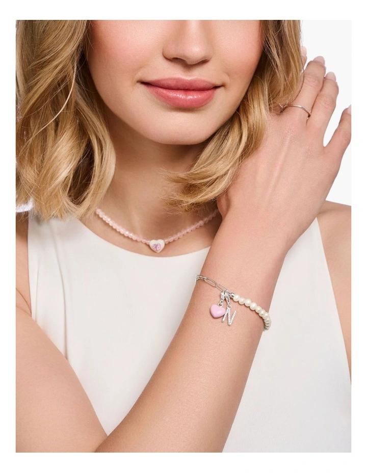 Charm Club Pearl Long Link Bracelet 16-19cm in Silver image 2