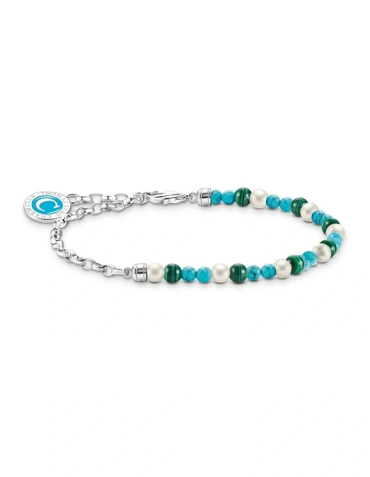 Charm Club Sil Turq Malac Pearl Bracelet 16-19cm in Silver image 1