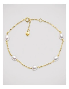 Dainty Pearl Chain Bracelet in Gold