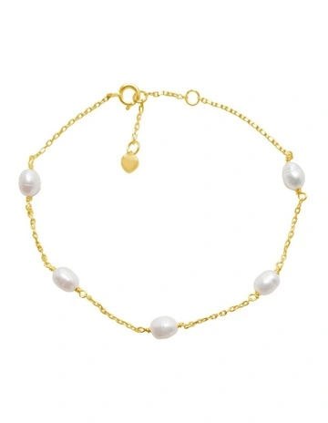 Dainty Pearl Chain Bracelet in Gold