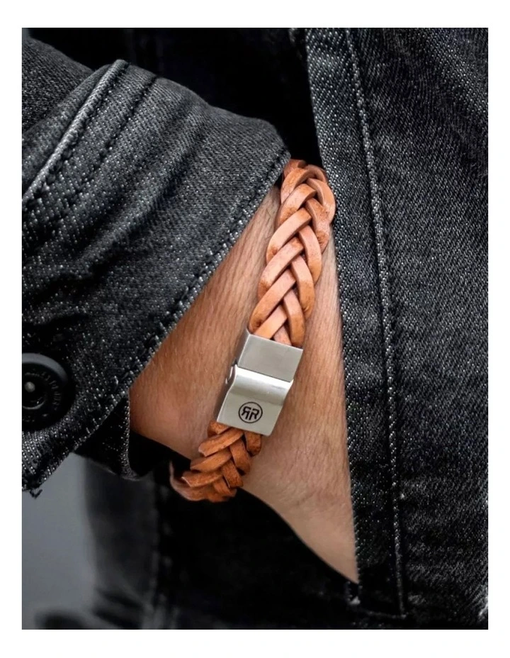 Full Metal Braided Bracelet in Cognac Matt image 3