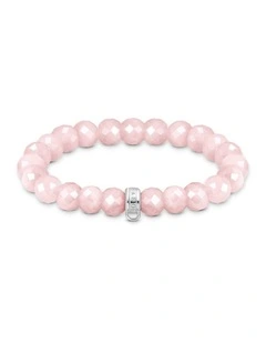 Charm Club Quartz Stretch Bracelet 17cm in Pink