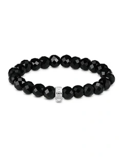 Charm Club Obsidian Stretch Bracelet 17cm in Black
