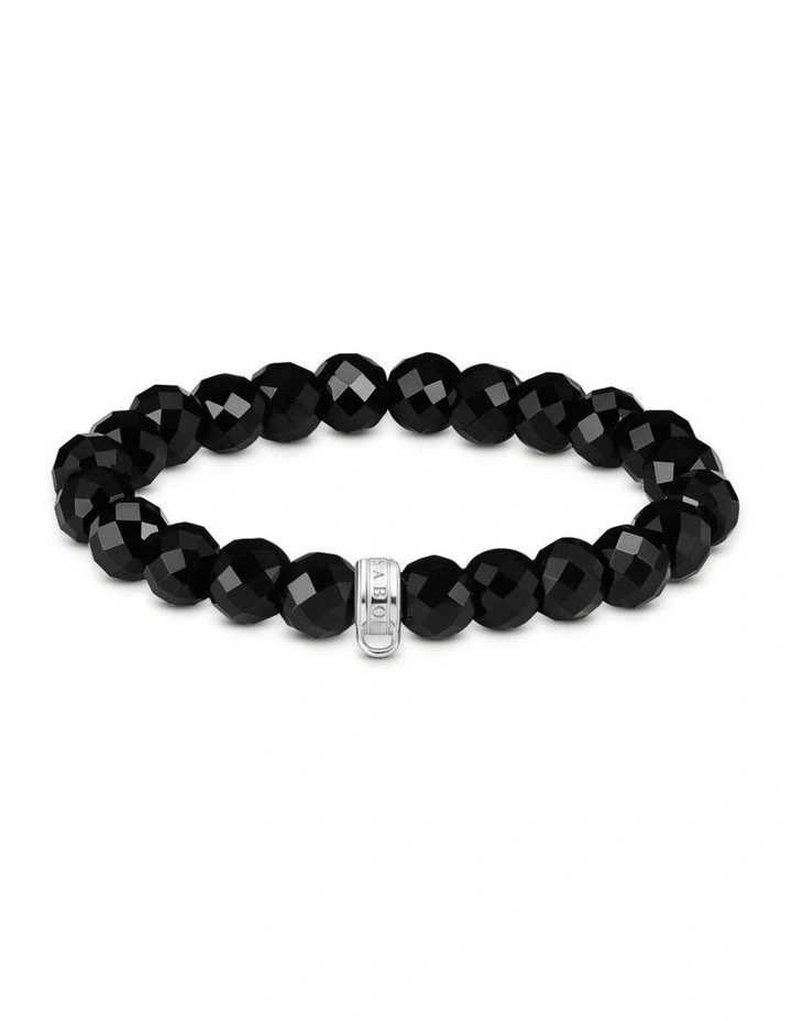 Charm Club Obsidian Stretch Bracelet 17cm in Black image 1