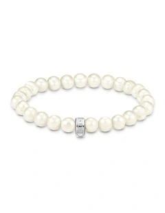 Charm Club Freshwater Pearl Stretch Bracelet 17cm