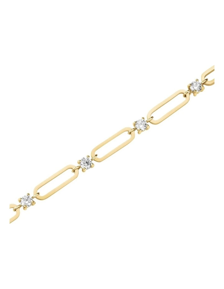 Round Crystals Paperclip Chain Bracelet in Gold image 3
