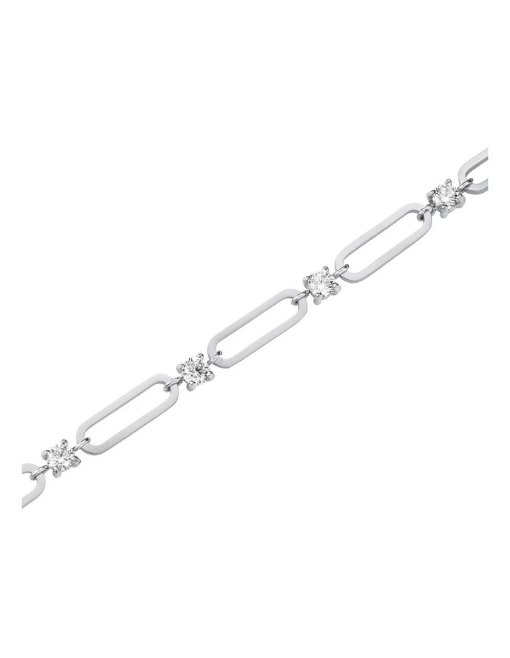 Round Crystals Paperclip Chain Bracelet in Silver image 3