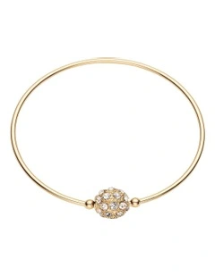 Band Bangle with Crystal Ball in Gold