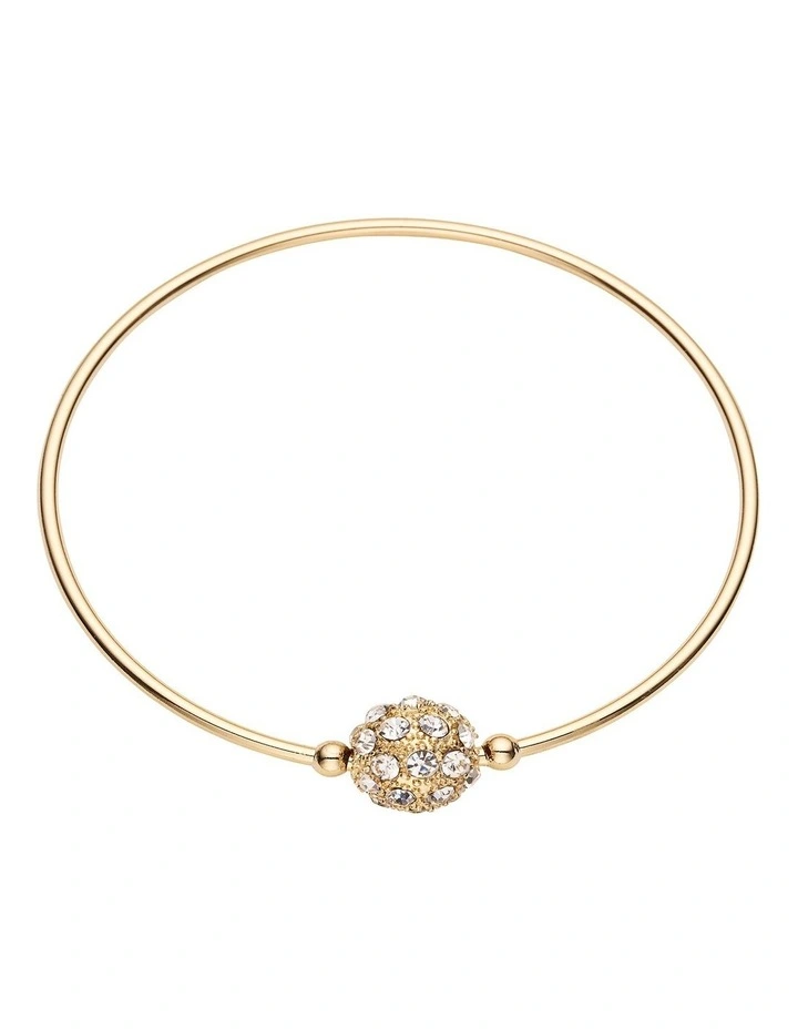 Band Bangle with Crystal Ball in Gold image 1