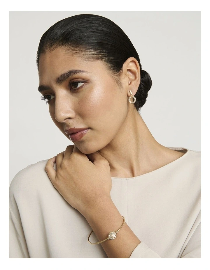 Band Bangle with Crystal Ball in Gold image 2