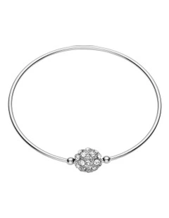 Band Bangle with Crystal Ball in Silver