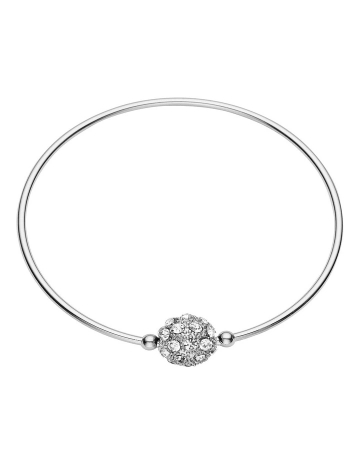 Band Bangle with Crystal Ball in Silver image 1