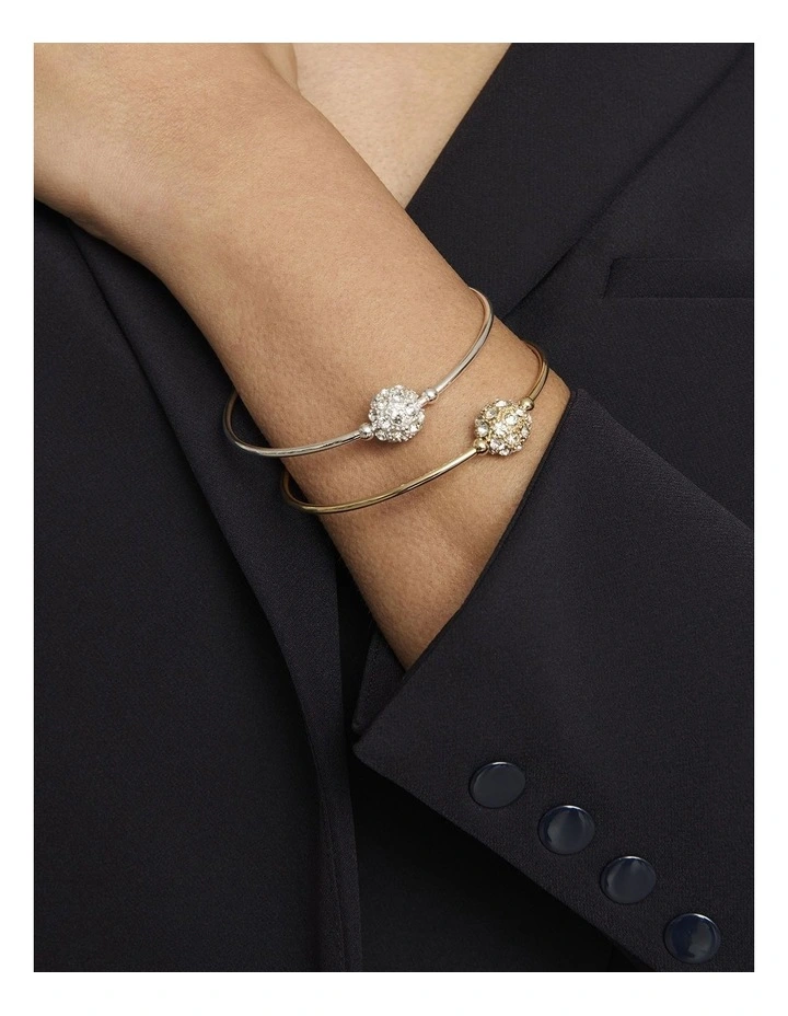 Band Bangle with Crystal Ball in Silver image 3