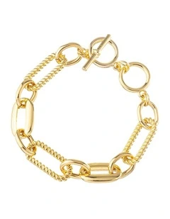 GJBD001M - Chain and link bracelet in Gold