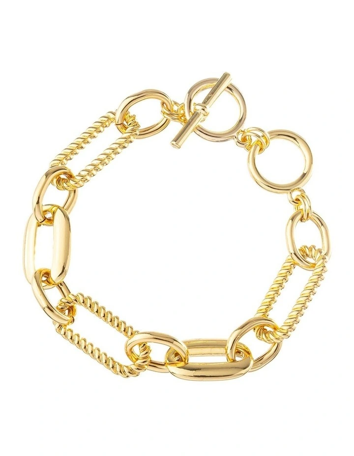 GJBD001M - Chain and link bracelet in Gold image 1