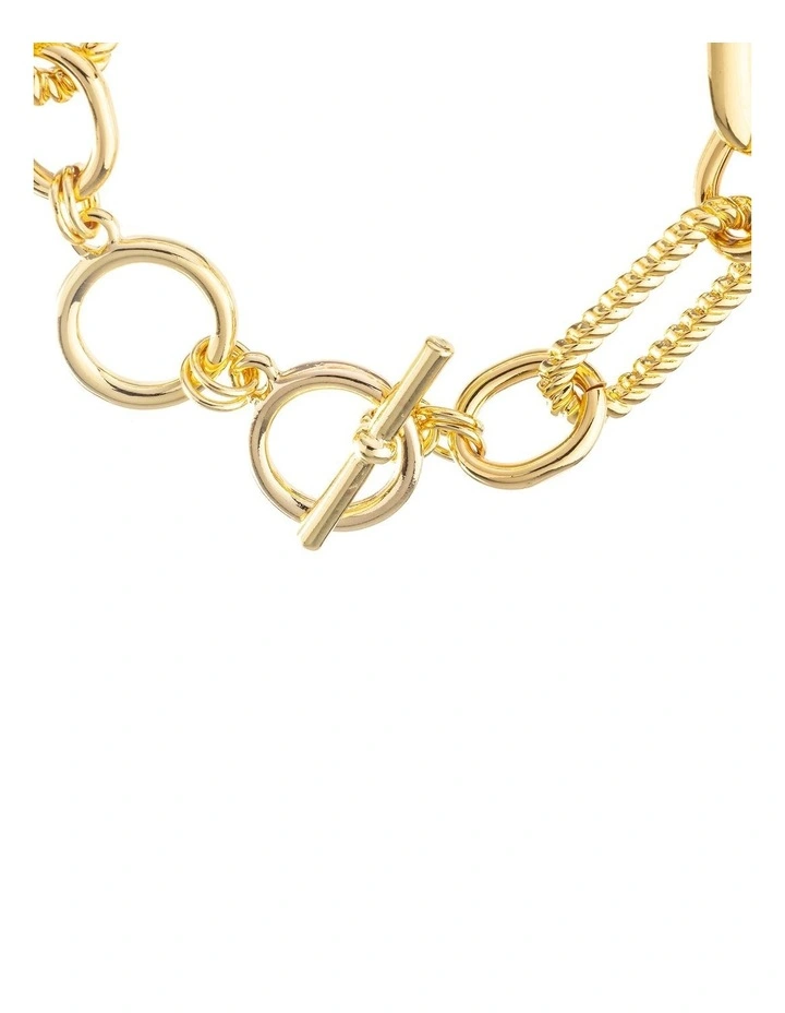 GJBD001M - Chain and link bracelet in Gold image 2
