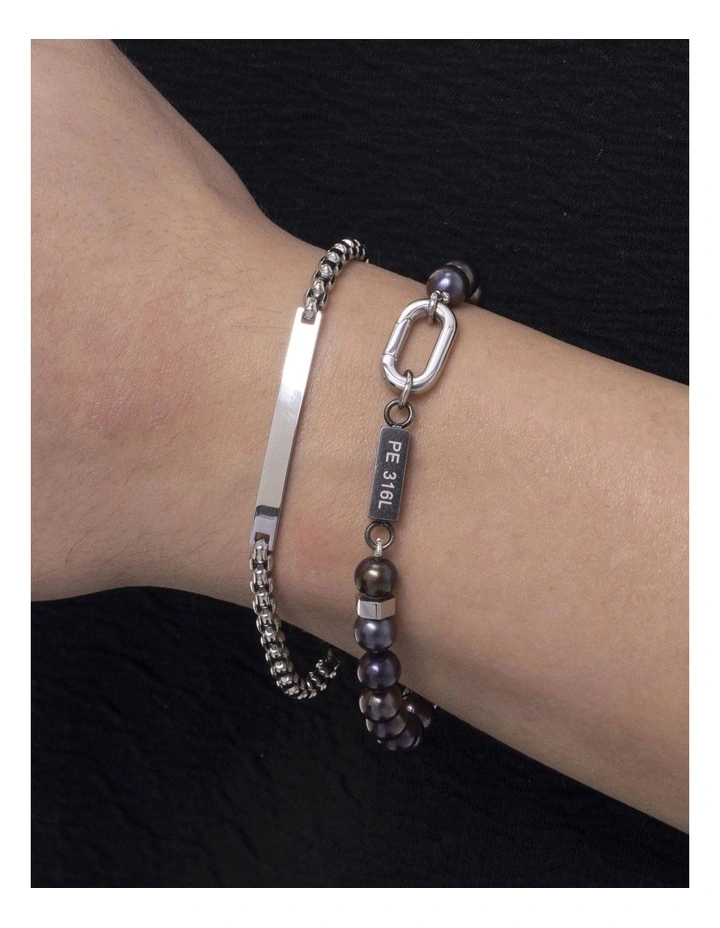 Urban ID Tag Bracelet in Silver image 2
