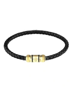 Exagon Leather Bracelet in Gold