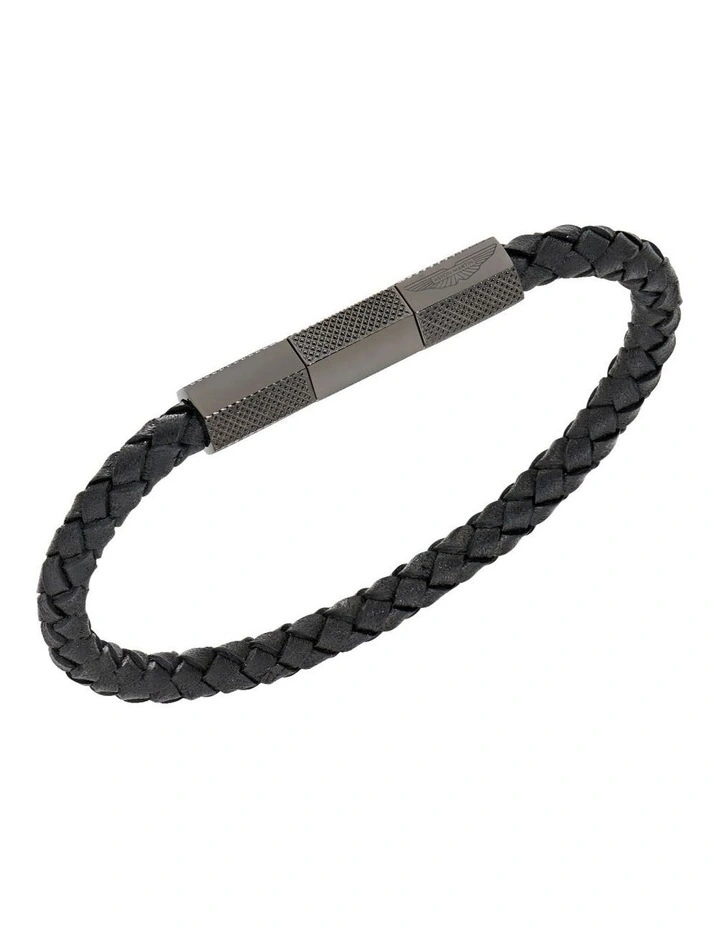 TKS Braided Leather Bracelet in Black image 3
