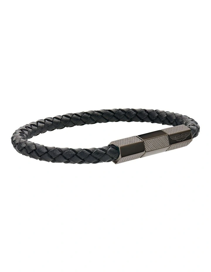 TKS Braided Leather Bracelet in Black image 4