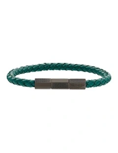 TKS Braided Leather Bracelet in Podium Green