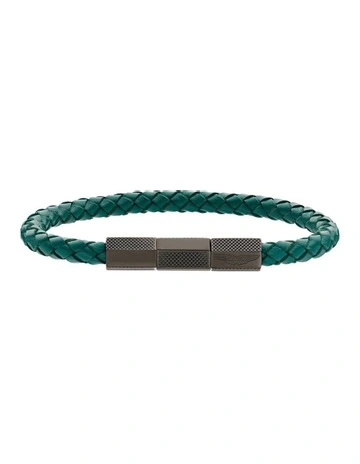 TKS Braided Leather Bracelet in Podium Green