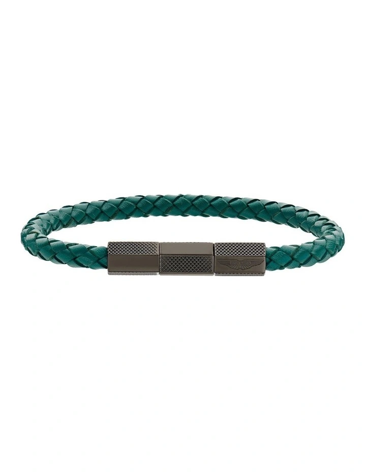 TKS Braided Leather Bracelet in Podium Green image 1