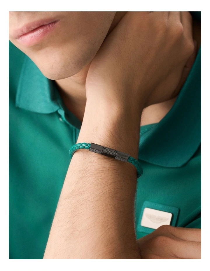 TKS Braided Leather Bracelet in Podium Green image 2