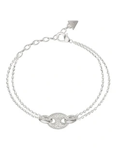 Marine Pave Link Bracelet in Silver