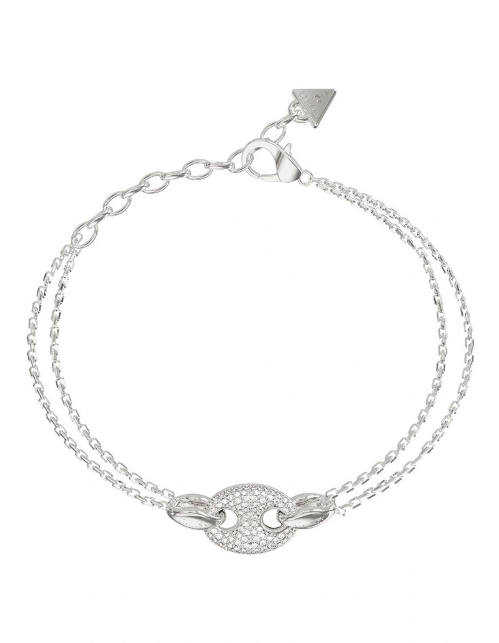 Marine Pave Link Bracelet in Silver image 1