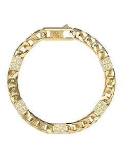 4G Curb Chain Pave Bracelet in Gold-Tone