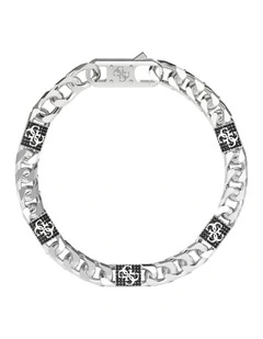 4G Curb Chain Pave Bracelet in Silver-Tone