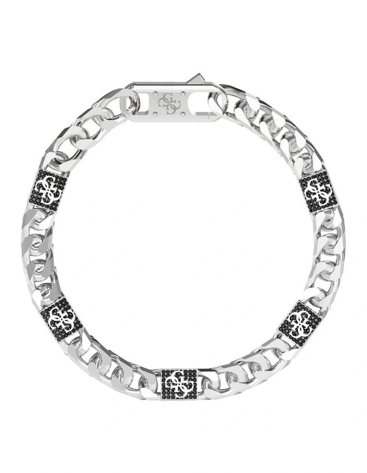 4G Curb Chain Pave Bracelet in Silver-Tone image 1